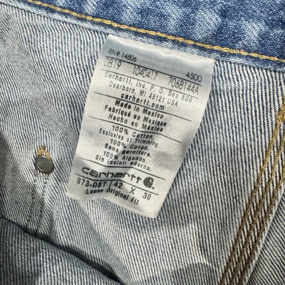 Carhartt B73-DST Double Knee Jeans 42x30 Loose Fit Workwear Carpenter Denim - Picture 7 of 7